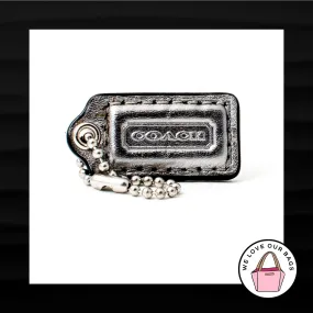 1.5" Small COACH SILVER LEATHER KEY FOB CHARM KEYCHAIN HANG TAG WRISTLET