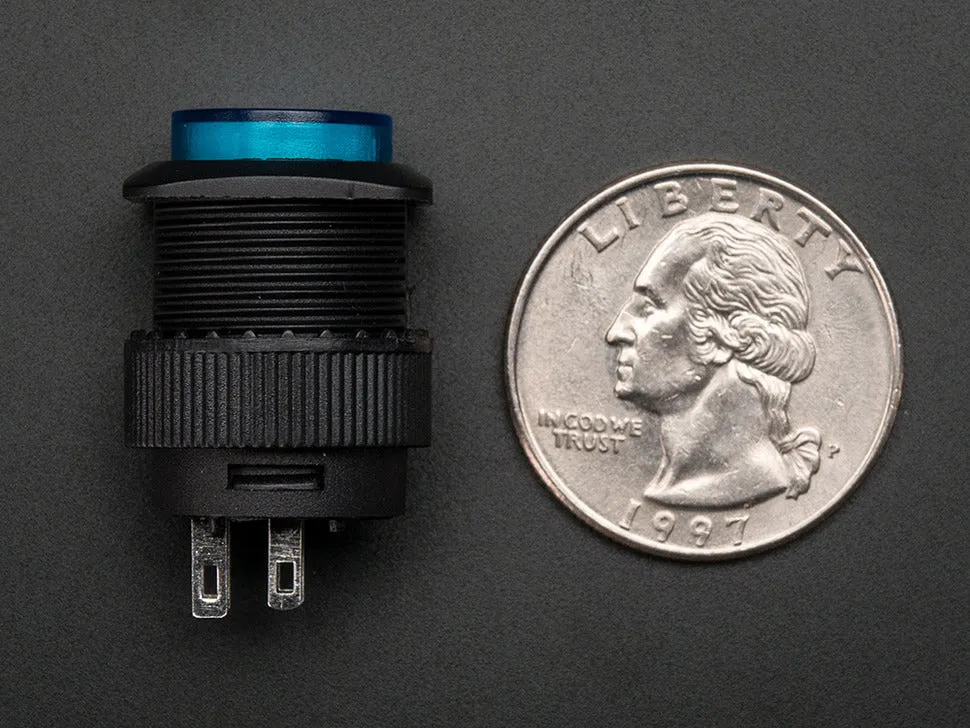 16mm Illuminated Pushbutton - Blue Momentary