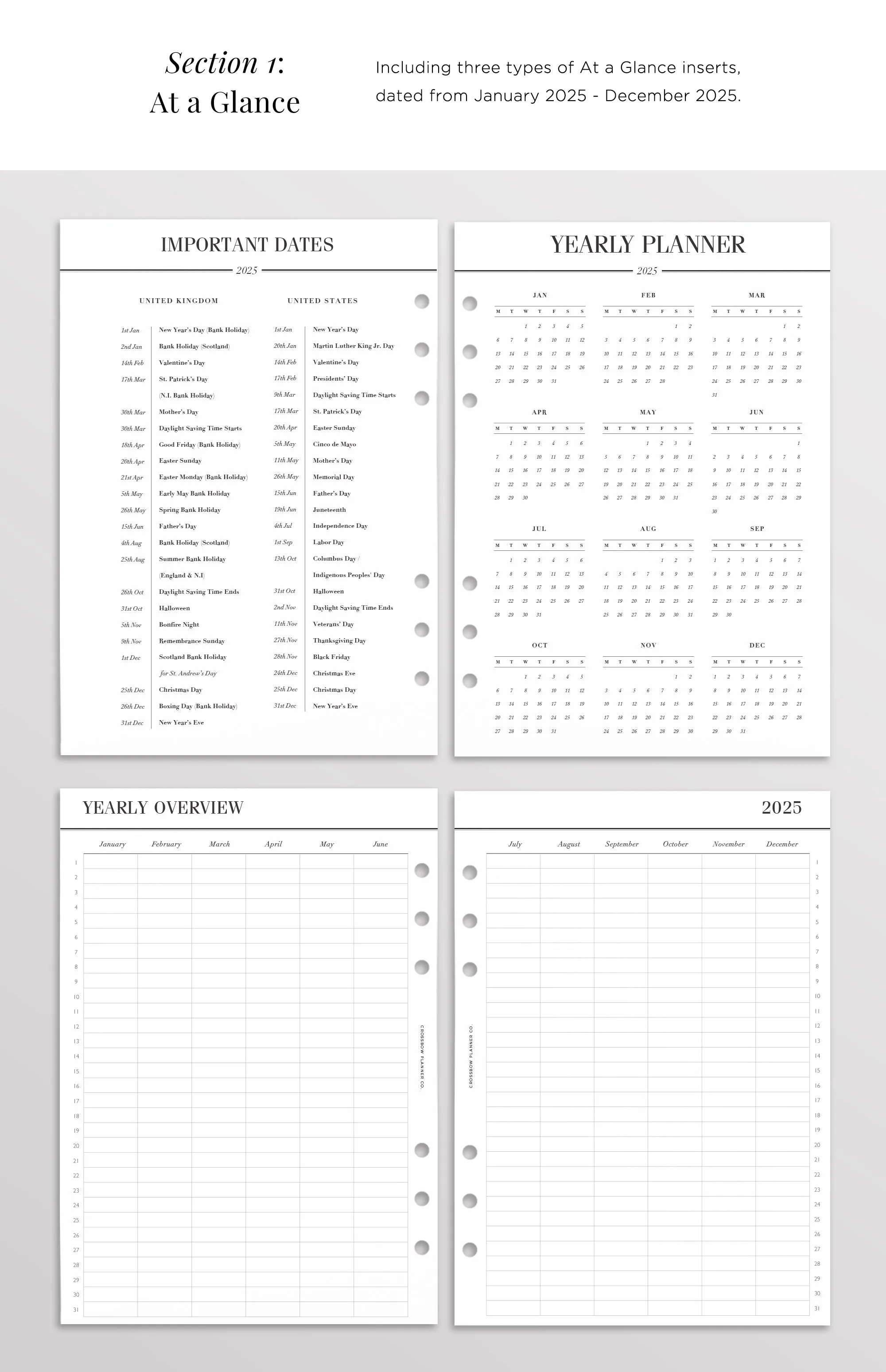 2025 A5 Planner Inserts | Vertical Edition
