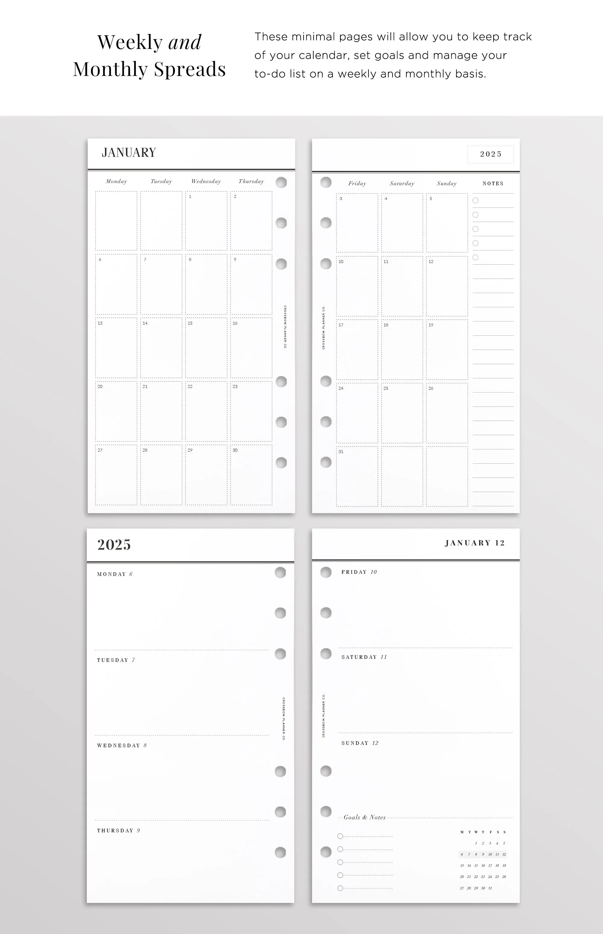 2025 Personal Planner Inserts | Choose Your Start Month