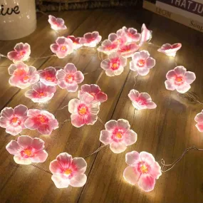 2m Cherry Lighting Strings Blossom Flower LED String Fairy Lamp For Indoor Wedding Pink Bells Garland Deco