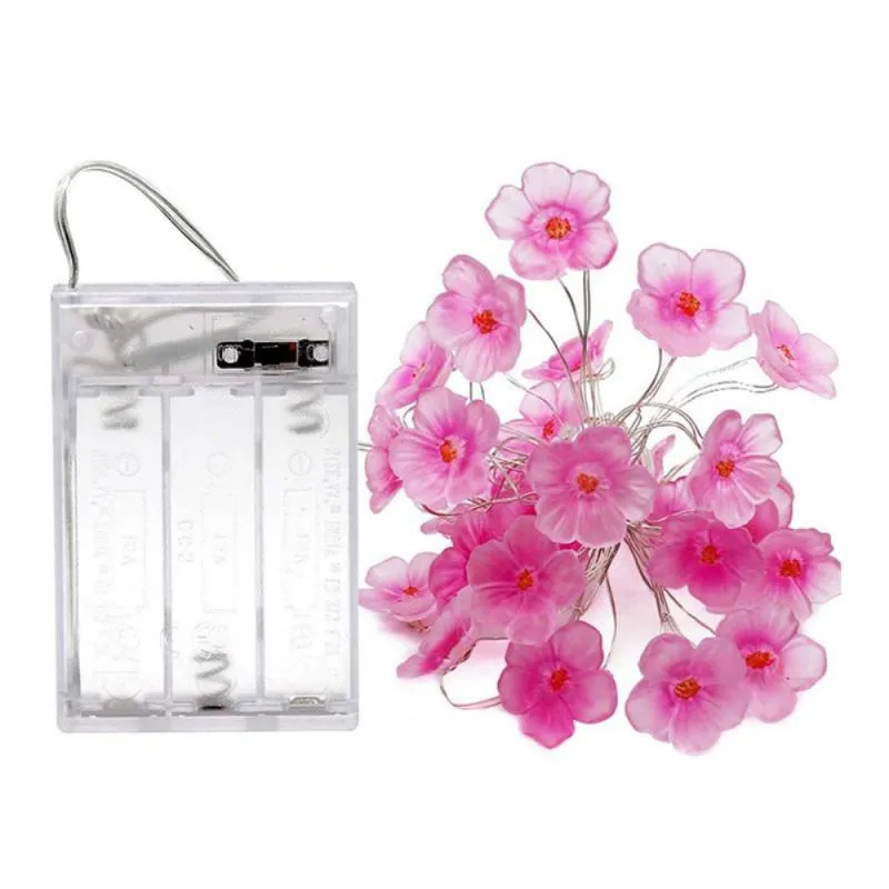 2m Cherry Lighting Strings Blossom Flower LED String Fairy Lamp For Indoor Wedding Pink Bells Garland Deco