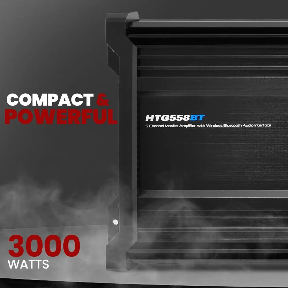 3000 Watt 5-Channel Mosfet Amplifier With Wireless Bluetooth Audio Interface