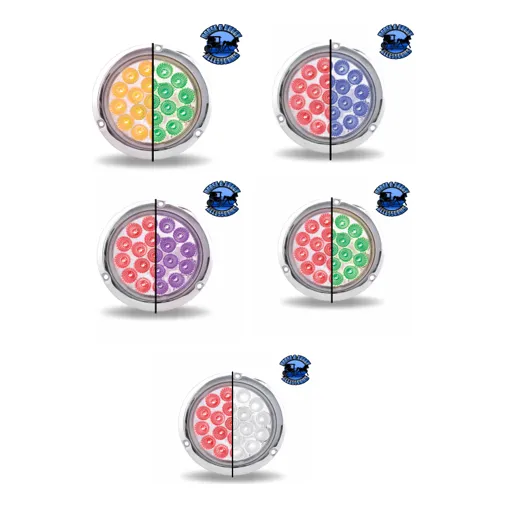 4" Round Trux Dual Revolution LEDs Flange mount  (Choose Style and Color)