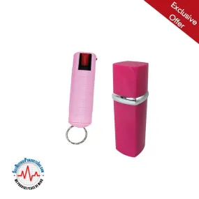 6 Units Pink Lipstick Alarm and Keychain Pepper Spray Bundle