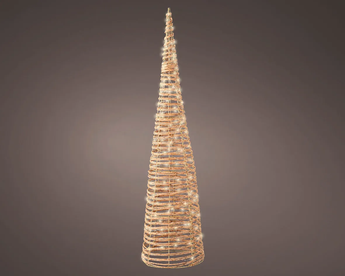 60cm Warm White Micro LED Wicker Outdoor Cone by Lumineo