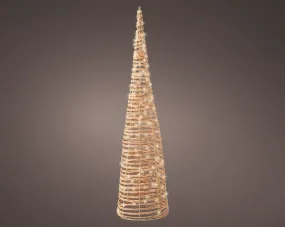 60cm Warm White Micro LED Wicker Outdoor Cone by Lumineo