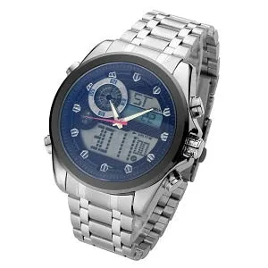 6.11 Luxury Brand Mens New Fashion Dazzle Glass Watch Military Watch Analog Digital ELClock Full Steel LED Watch Men Sport Watch