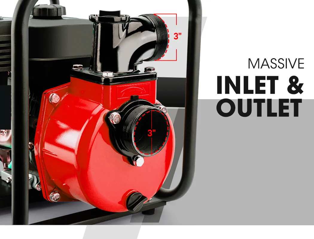 8HP High Flow Petrol Water Pump, 235cc, 3” Inlet/Outlets - Warton