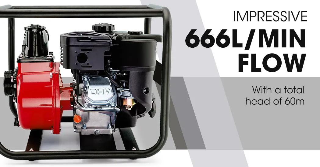 8HP High Flow Petrol Water Pump, 235cc, 3” Inlet/Outlets - Warton
