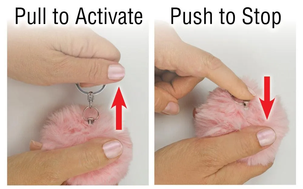 9 Units Pink Puff Furball Personal Alarm for Woman with Key-Chain