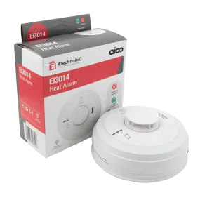 Aico Ei3014 230V Heat Alarm Interlinked  With Lithium Battery Backup White