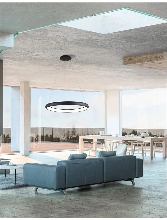 ALB Sandy Black Aluminium & Acrylic Dimmable Inner Light Ring Pendant Medium - ID 8966