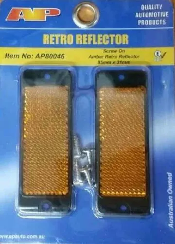 AP Auto Lamps Orange Amber Reflector Pair Screw On Caravan Trailer Retro