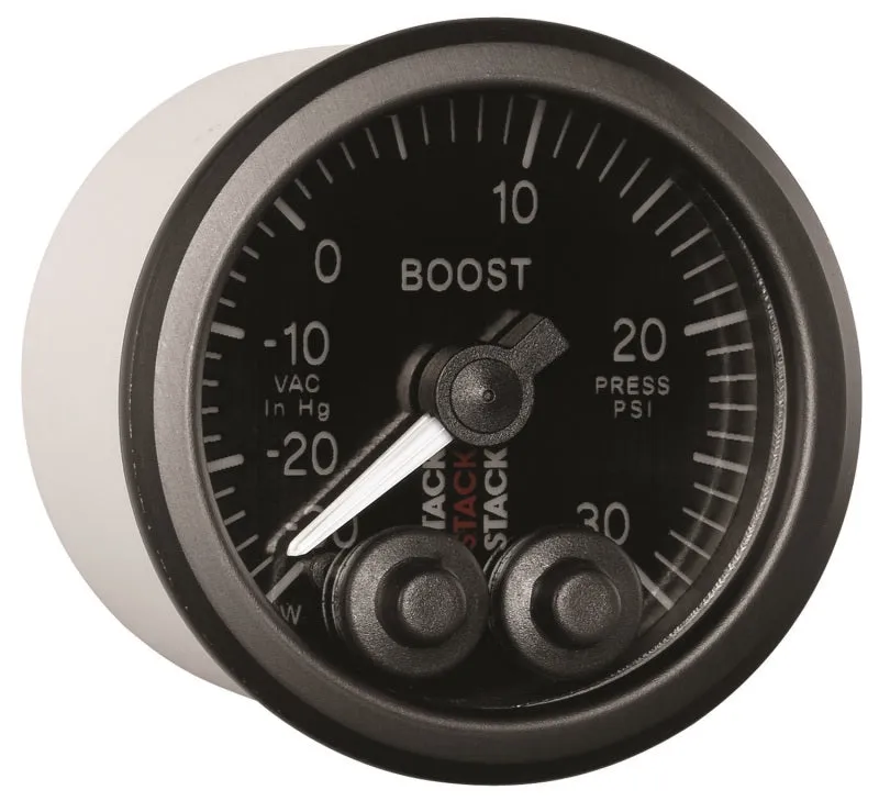 Autometer Stack Instruments 52mm -30INHG To  30PSI Pro Control Boost Pressure Gauge - Black