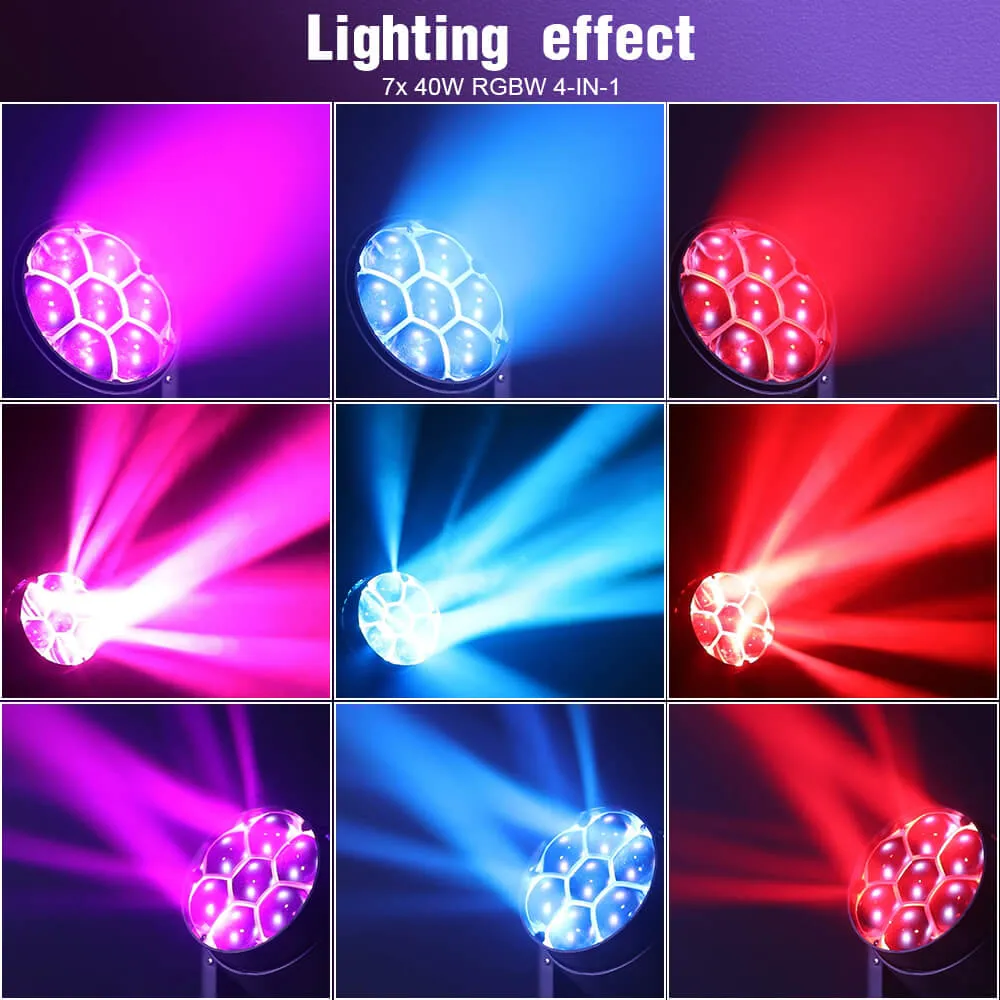 Betopper 7*40W 4-in-1 RGBW Wash&Zoom Moving Head Lights