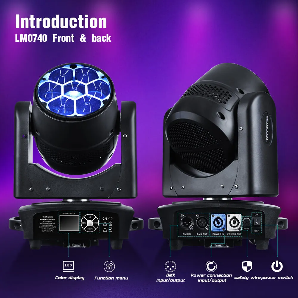 Betopper 7*40W 4-in-1 RGBW Wash&Zoom Moving Head Lights