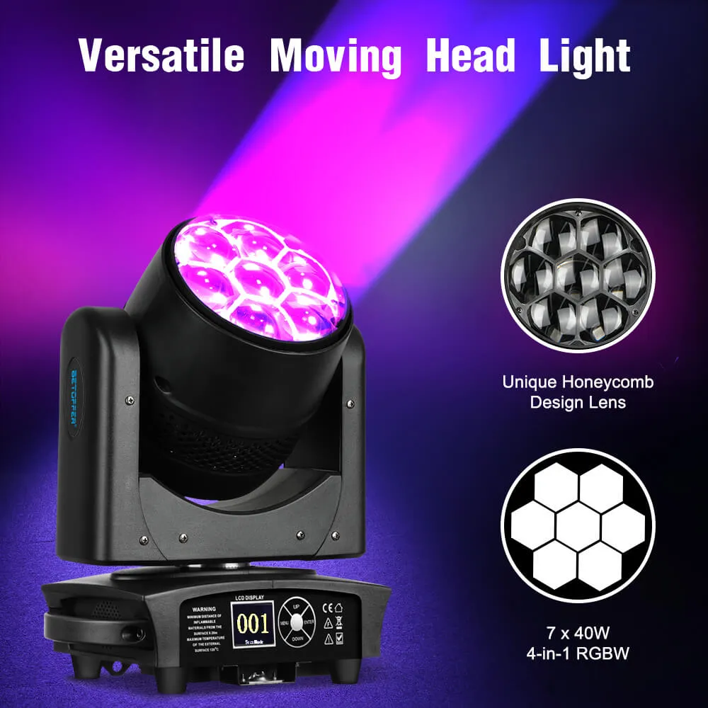 Betopper 7*40W 4-in-1 RGBW Wash&Zoom Moving Head Lights