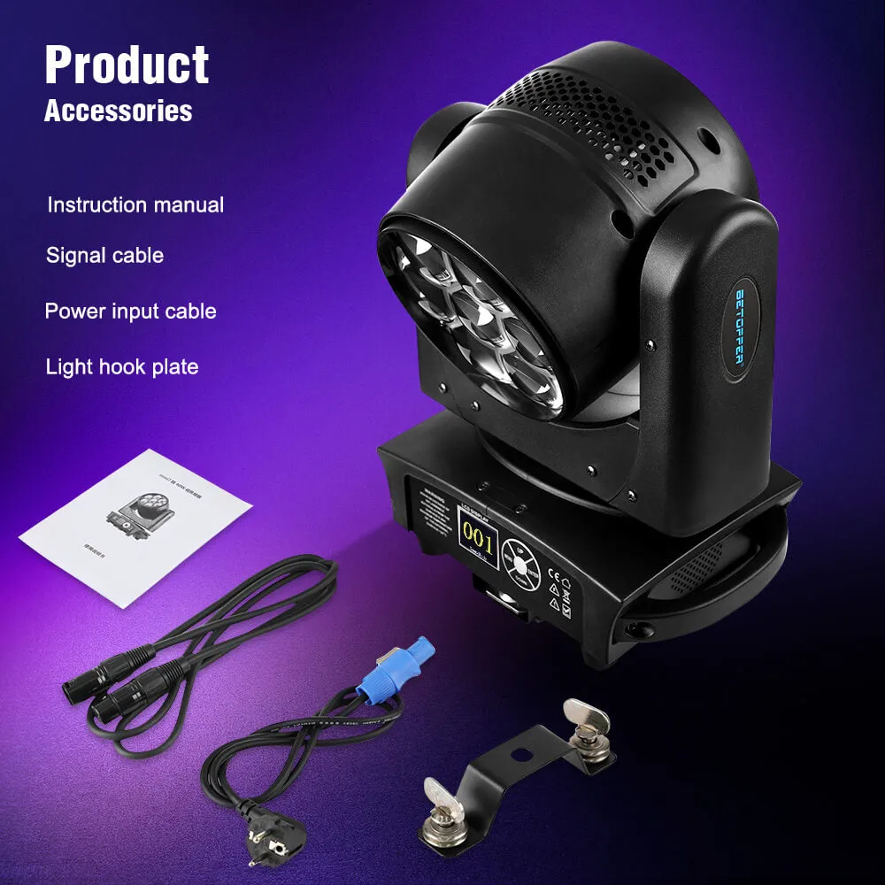 Betopper 7*40W 4-in-1 RGBW Wash&Zoom Moving Head Lights