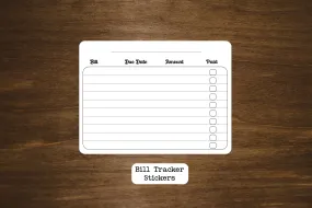 Bill Tracker Stickers for Planners and Journals  | Monthly Bill Stickers, Die Cut, Matte Finish