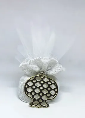 Bomboniere - Large Gold Pomegranate on Pouch