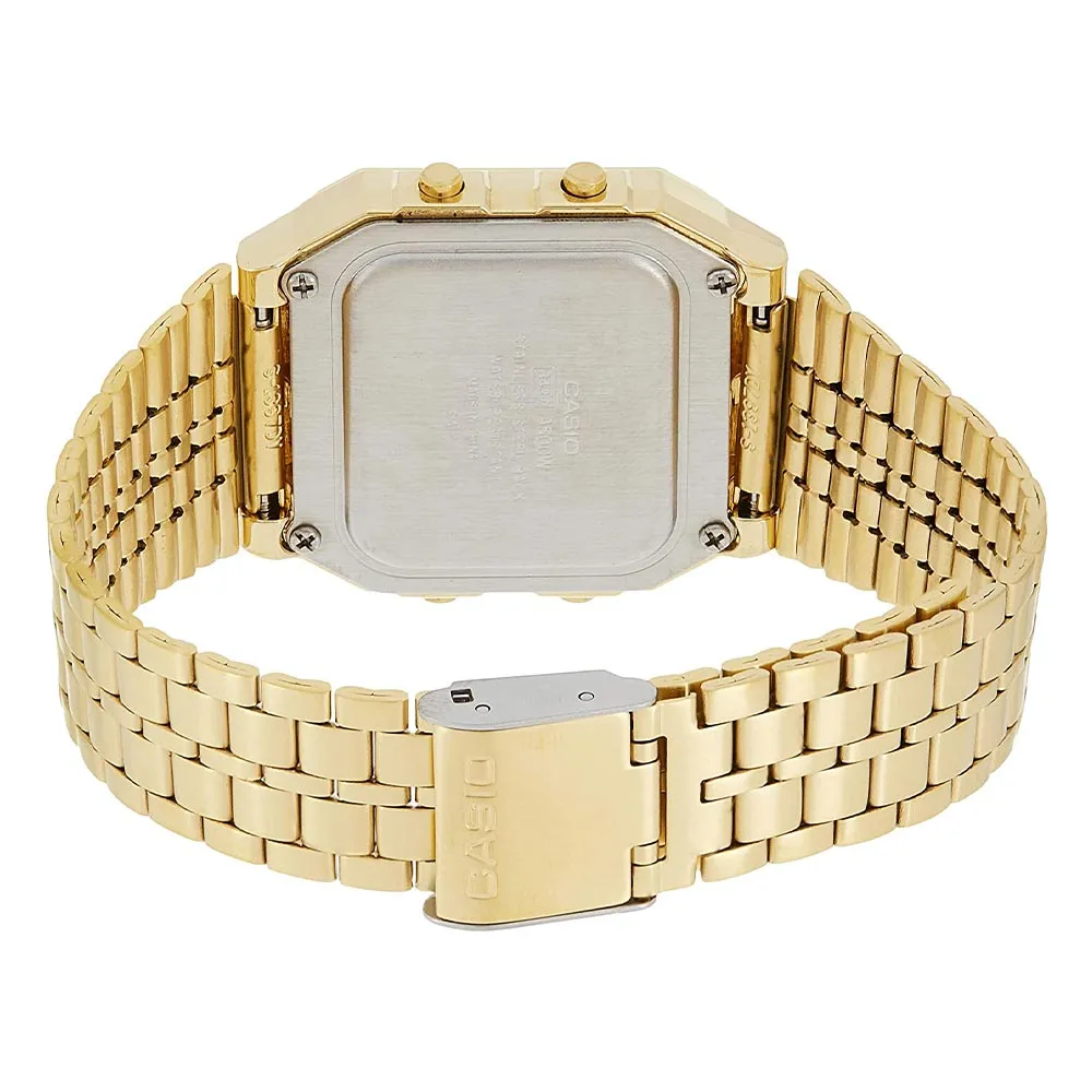 Casio Classic 34mm World Time Gold Steel Digital Men's Watch - A500WGA-1D
