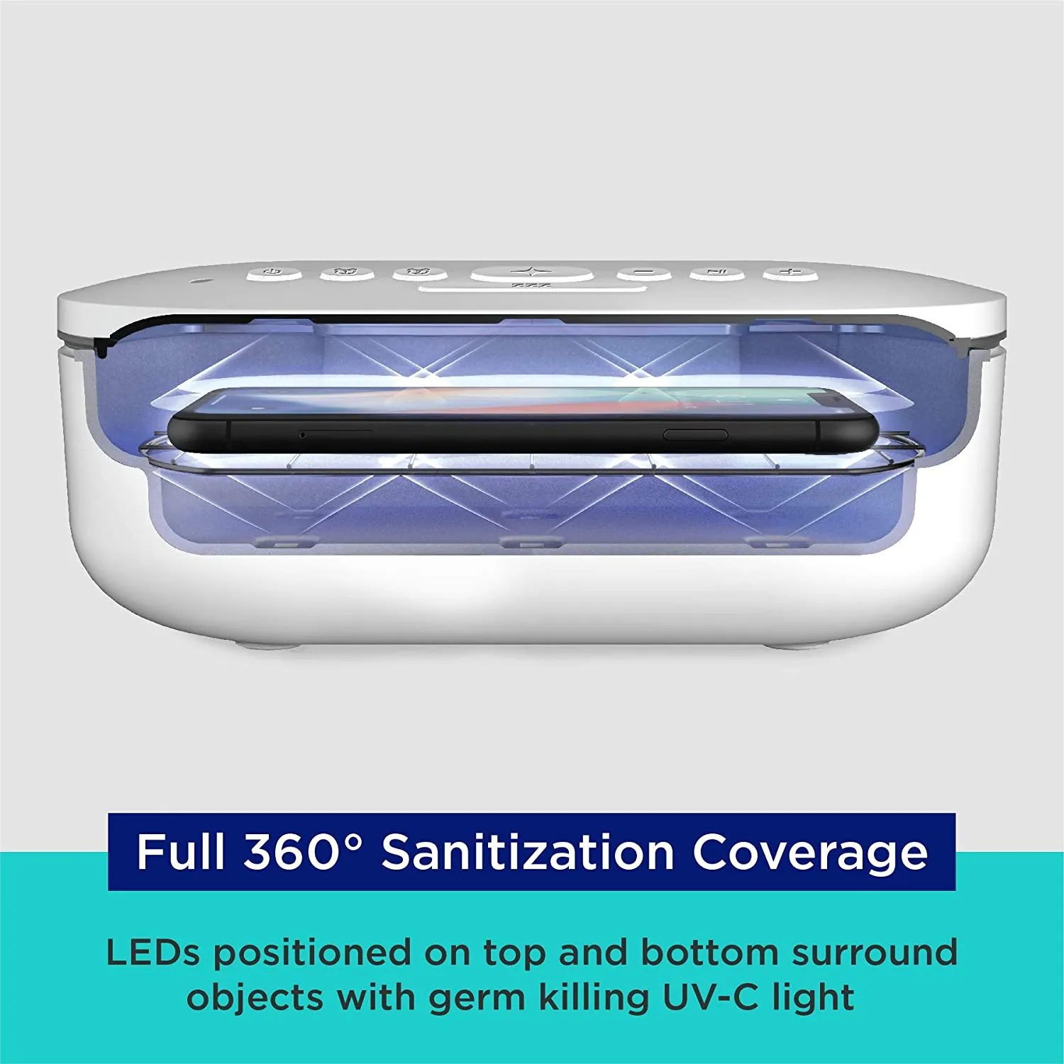 Cell Phone Cleaner Sanitizer & USB Charging With Bluetooth 360°UV-C Protection