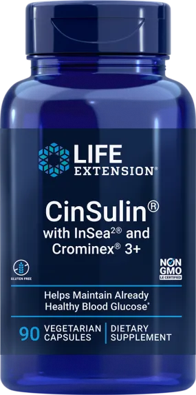 CinSulin® with InSea2® and Crominex® 3  90 capsules Life Extension