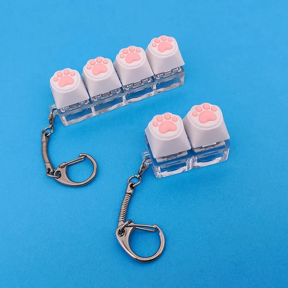 Clearance_Fingertip Decompression Toy Keys Silicone Soft Cat PAWS Keychain Key Ring Mobile phone Pendant Accessories Keyboard Ta