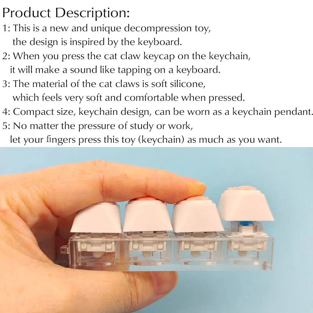 Clearance_Fingertip Decompression Toy Keys Silicone Soft Cat PAWS Keychain Key Ring Mobile phone Pendant Accessories Keyboard Ta