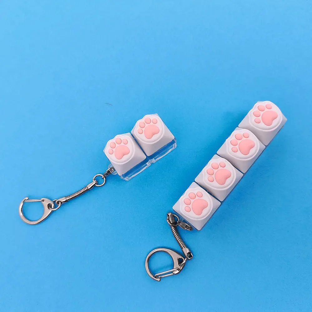 Clearance_Fingertip Decompression Toy Keys Silicone Soft Cat PAWS Keychain Key Ring Mobile phone Pendant Accessories Keyboard Ta