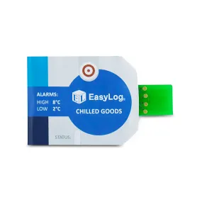 Cold Chain Data Loggers. Chilled Goods Alarms: High 8°C, Low 2°C - Pack of 10