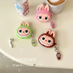 Cute Cartoon Silicone Labubu with Keychain | Brown Pink Green - AirPods AirPodsPro AirPods3 Case