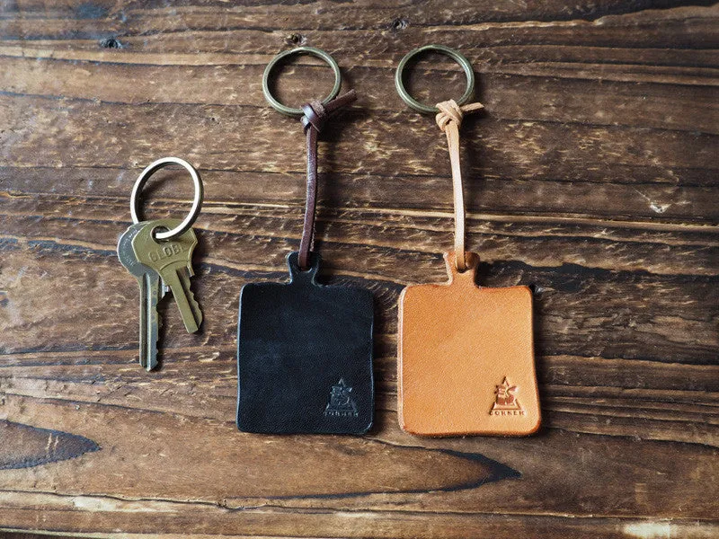Cutting Board Leather Keychain #Black