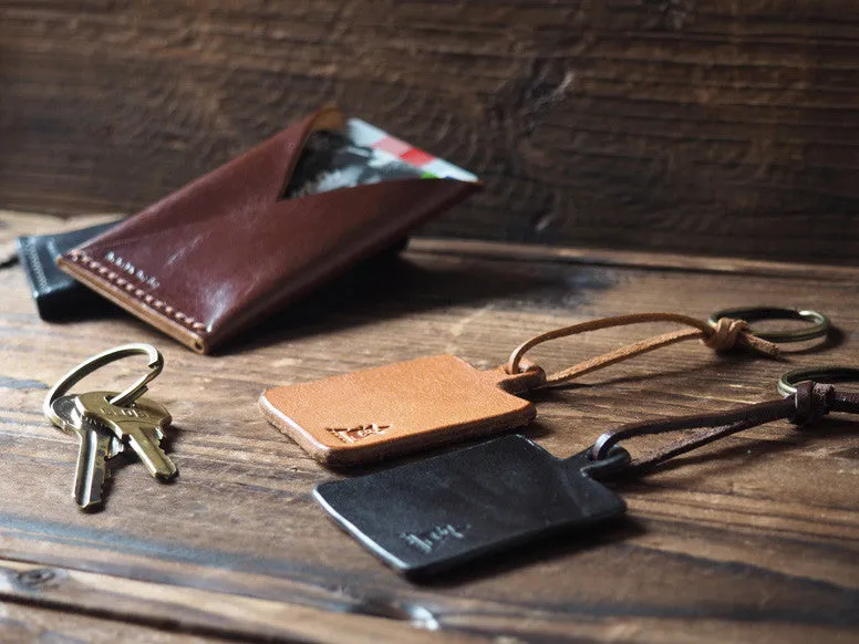 Cutting Board Leather Keychain #Natural Nude
