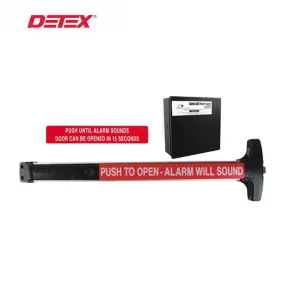 Detex - F-V40-EE - Delayed Egress  Rim Exit Device - Less Dogging - Fire Rated - 36" - 24VDC Power Supply - Satin Aluminum Clear - 10 Year Warranty