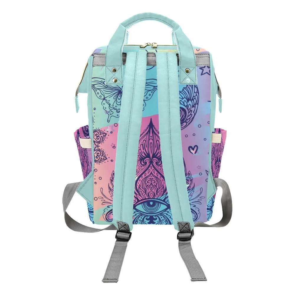 Diaper Bag – Bohemian Colorful Doodle | Babygirl Custom Diaper Bag, Hipster Diaper Backpack, Boho Bag, Bohemian Bag, Multi Compartment Bag