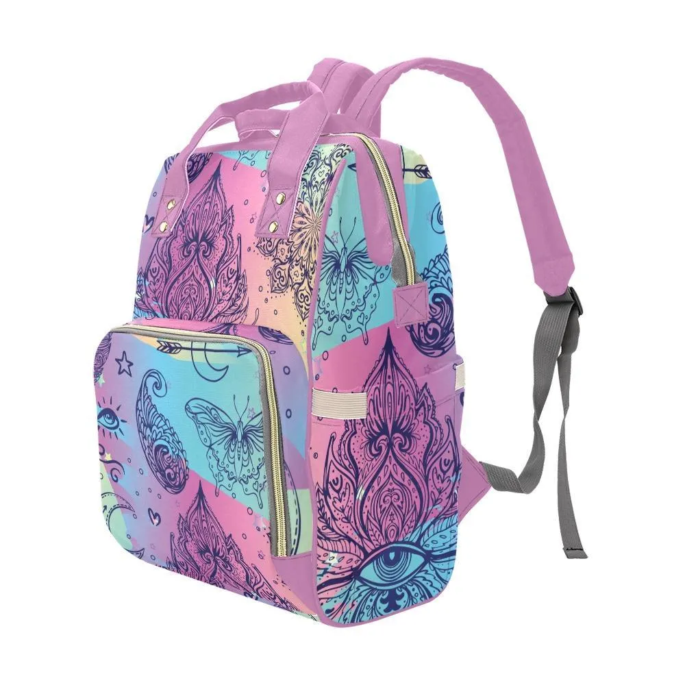Diaper Bag – Bohemian Colorful Doodle | Babygirl Custom Diaper Bag, Hipster Diaper Backpack, Boho Bag, Bohemian Bag, Multi Compartment Bag