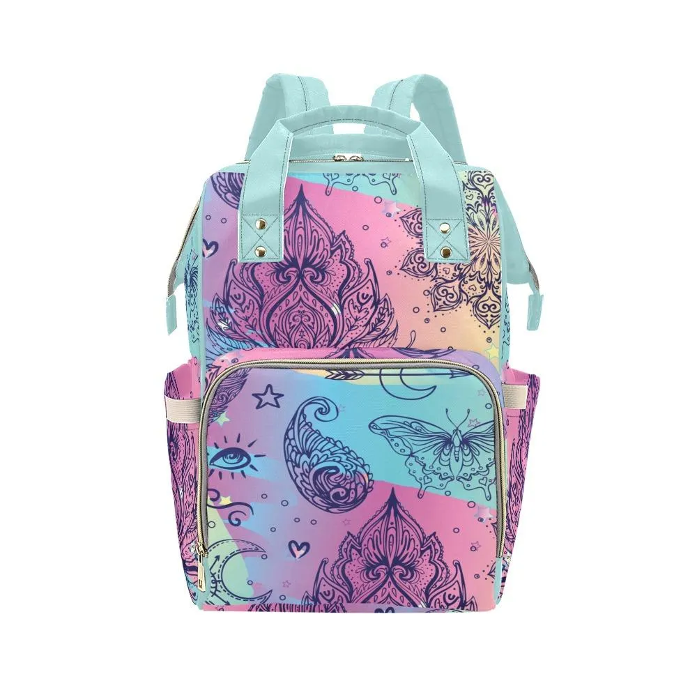 Diaper Bag – Bohemian Colorful Doodle | Babygirl Custom Diaper Bag, Hipster Diaper Backpack, Boho Bag, Bohemian Bag, Multi Compartment Bag