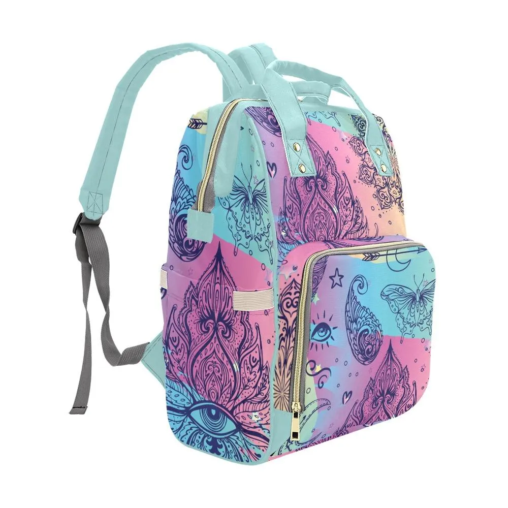 Diaper Bag – Bohemian Colorful Doodle | Babygirl Custom Diaper Bag, Hipster Diaper Backpack, Boho Bag, Bohemian Bag, Multi Compartment Bag