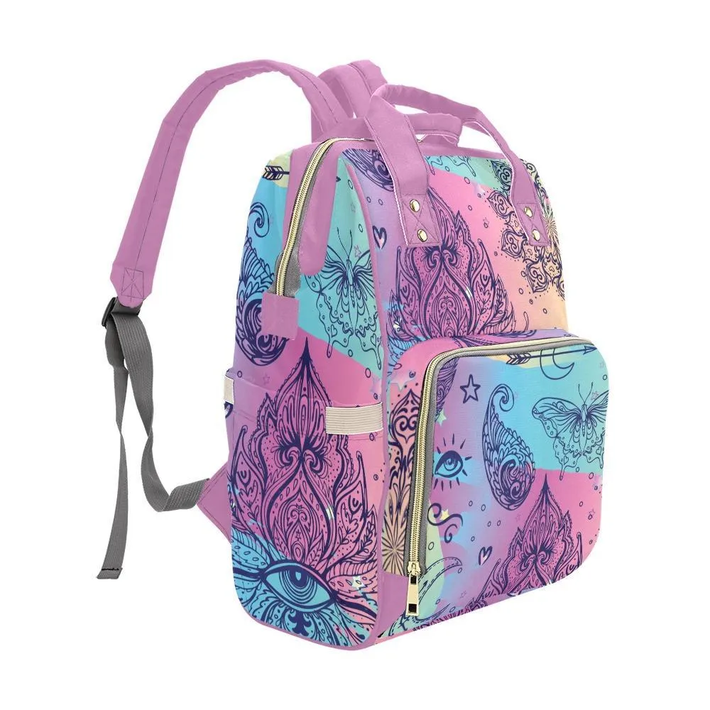 Diaper Bag – Bohemian Colorful Doodle | Babygirl Custom Diaper Bag, Hipster Diaper Backpack, Boho Bag, Bohemian Bag, Multi Compartment Bag