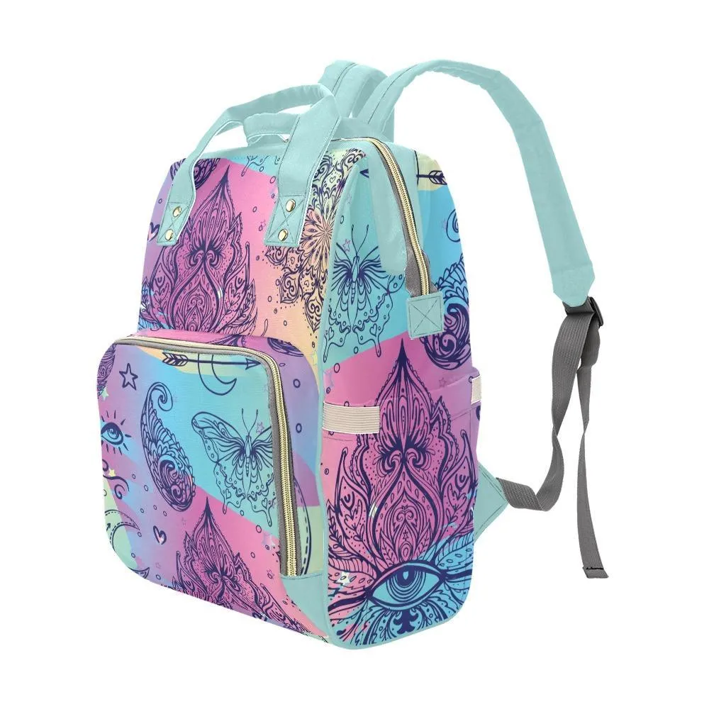 Diaper Bag – Bohemian Colorful Doodle | Babygirl Custom Diaper Bag, Hipster Diaper Backpack, Boho Bag, Bohemian Bag, Multi Compartment Bag