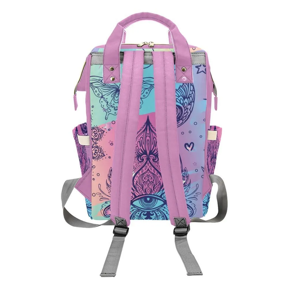 Diaper Bag – Bohemian Colorful Doodle | Babygirl Custom Diaper Bag, Hipster Diaper Backpack, Boho Bag, Bohemian Bag, Multi Compartment Bag
