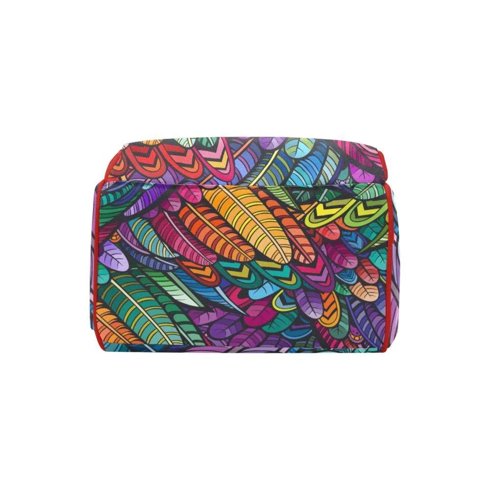 Diaper Bag – Bohemian Colorful Feathers | Babygirl Custom Diaper Bag, Hipster Diaper Backpack, Boho Bag, Bohemian Bag, Multi Compartment Bag