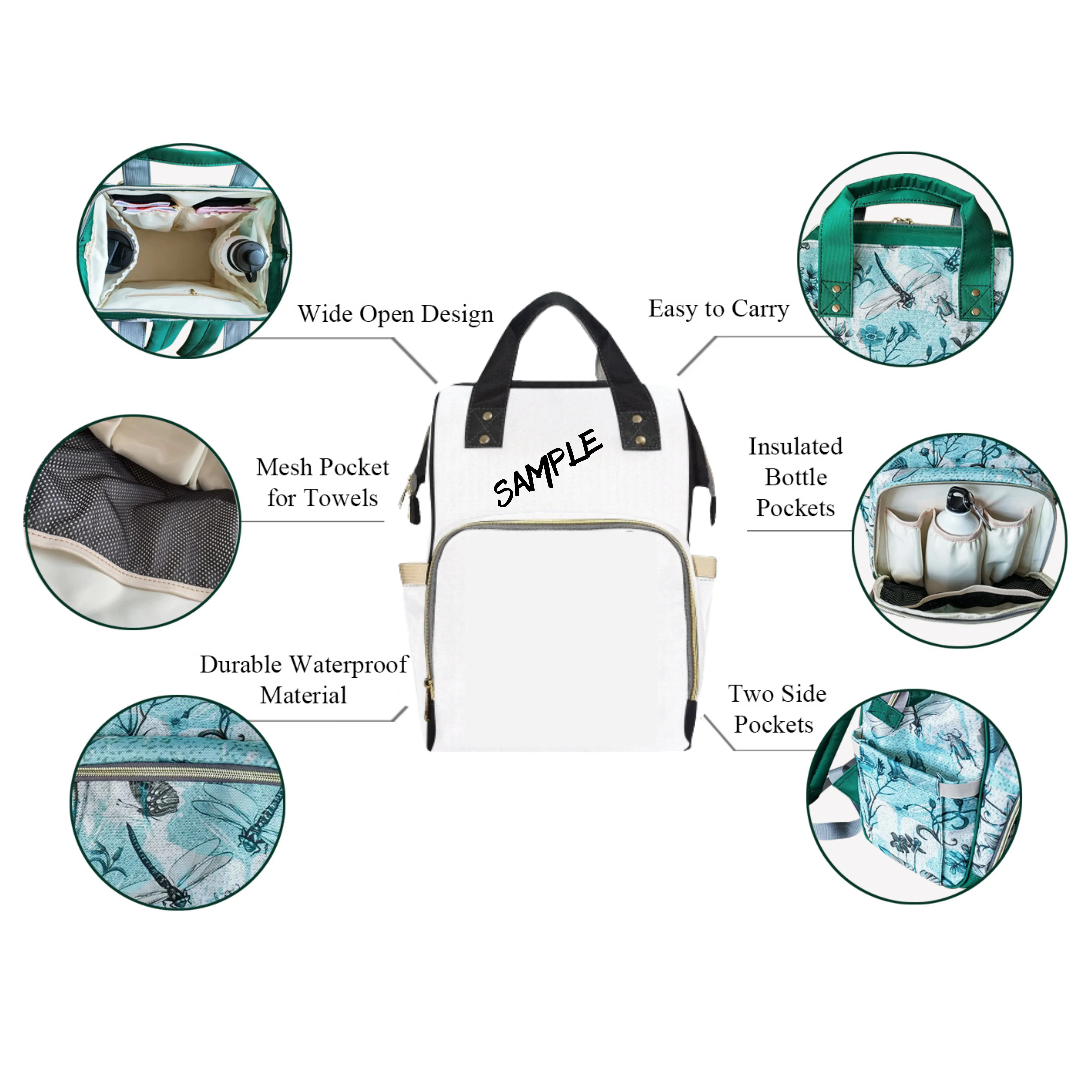 Diaper Bag - Tie Dye Design #103 | Multi Compartment Backpack, Babygirl Custom Diaper Bag, Hipster Diaper Backpack