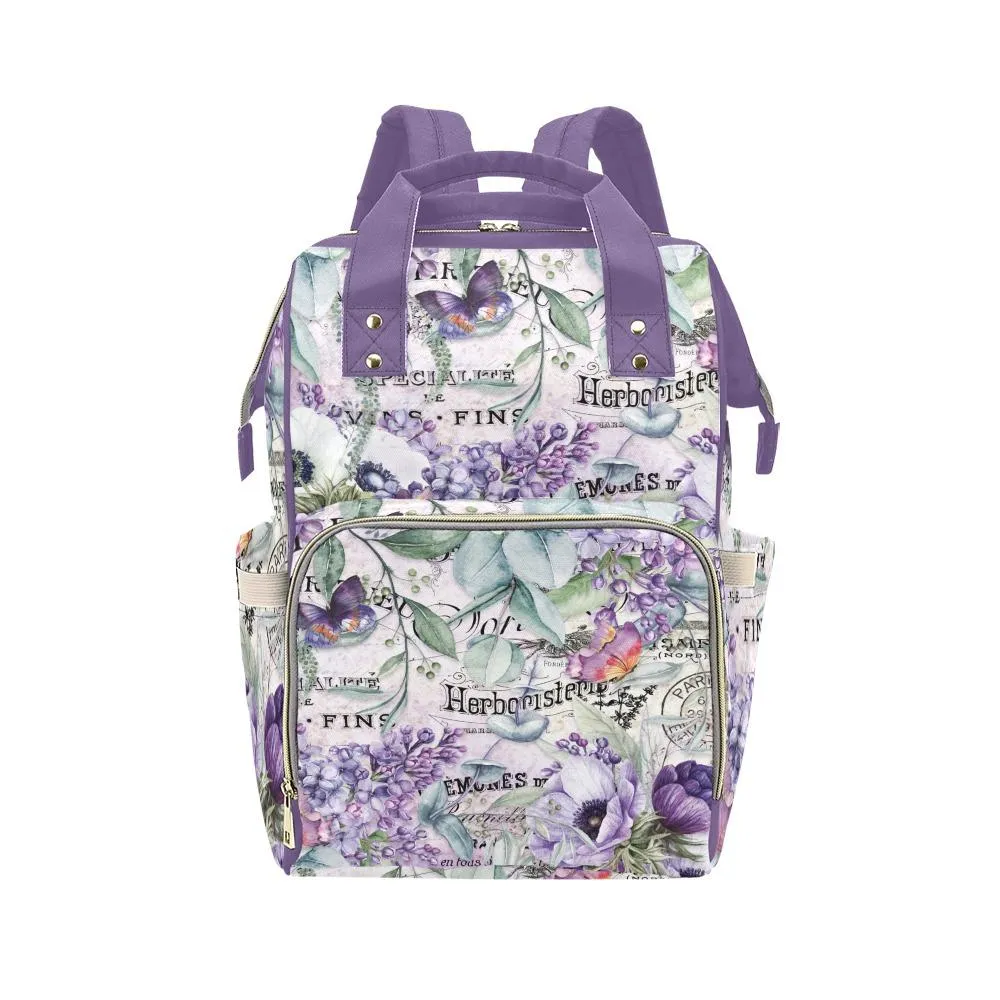 Diaper Bag – Vintage Flower Art | Babygirl Custom Diaper Bag, Hipster Diaper Backpack, Boho Bag, Bohemian Bag, Multi Compartment Bag
