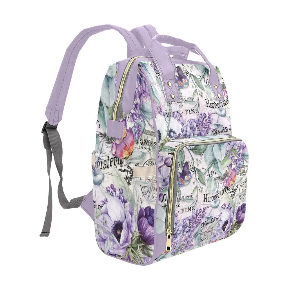 Diaper Bag – Vintage Flower Art | Babygirl Custom Diaper Bag, Hipster Diaper Backpack, Boho Bag, Bohemian Bag, Multi Compartment Bag