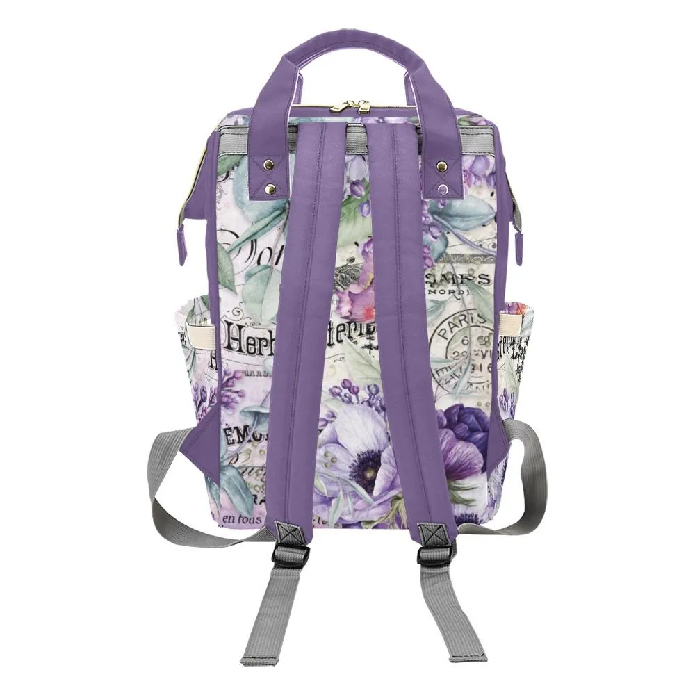 Diaper Bag – Vintage Flower Art | Babygirl Custom Diaper Bag, Hipster Diaper Backpack, Boho Bag, Bohemian Bag, Multi Compartment Bag