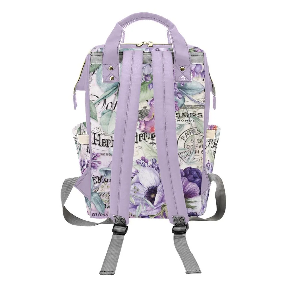 Diaper Bag – Vintage Flower Art | Babygirl Custom Diaper Bag, Hipster Diaper Backpack, Boho Bag, Bohemian Bag, Multi Compartment Bag