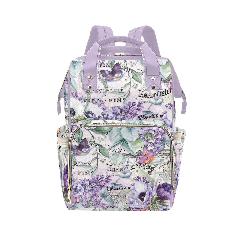 Diaper Bag – Vintage Flower Art | Babygirl Custom Diaper Bag, Hipster Diaper Backpack, Boho Bag, Bohemian Bag, Multi Compartment Bag
